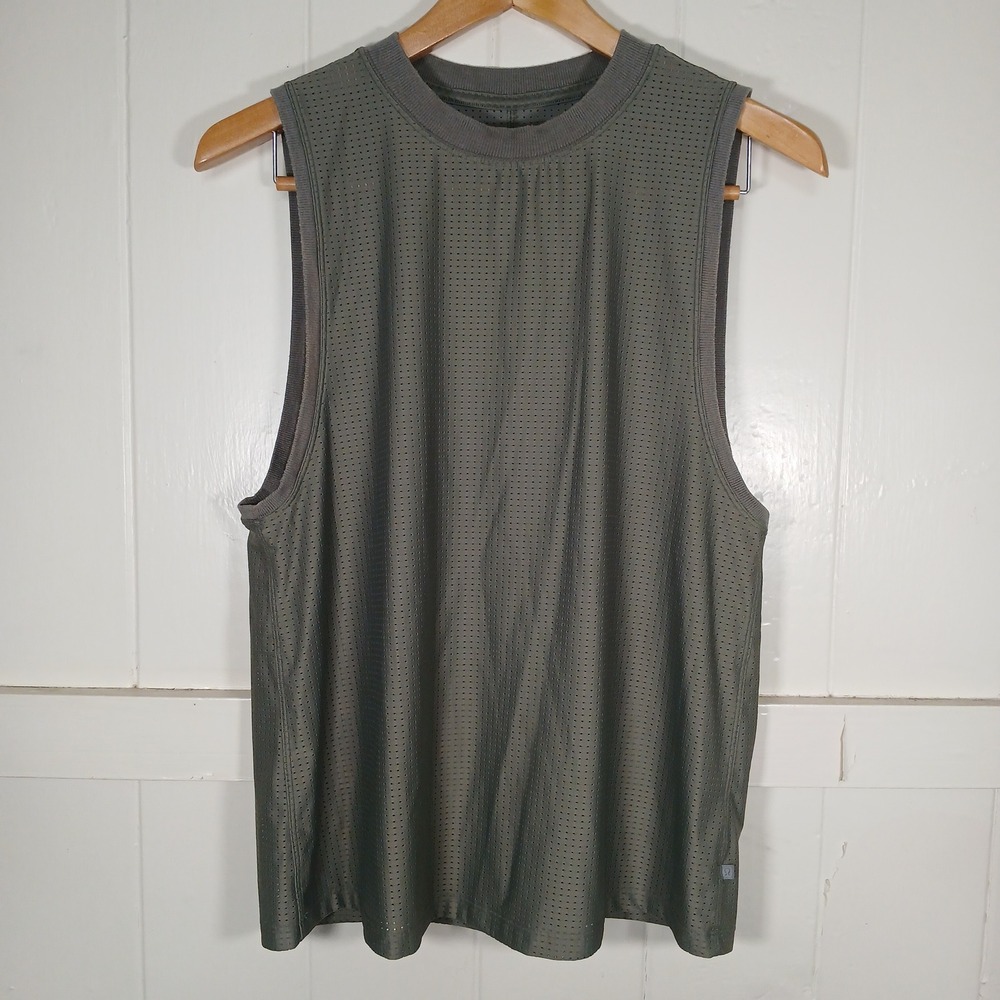 Lululemon Mesh Tank Top Womens Olive Green Perforated Running Tee KK